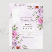 Dusty Rose Pink und Gold Blumengrün Hochzeit I Einladung (Vorne/Hinten)