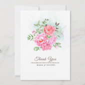 Dusty Rose Pink und Gold Blumengrün Hochzeit I Einladung (Rückseite)