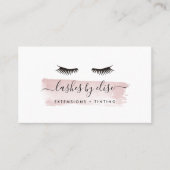 Dusty Rose Pink Watercolor Lash Services Visitenkarte (Vorderseite)
