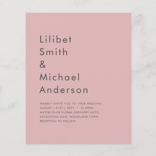 Dusty Rose Pink Wedding (Vorderseite)