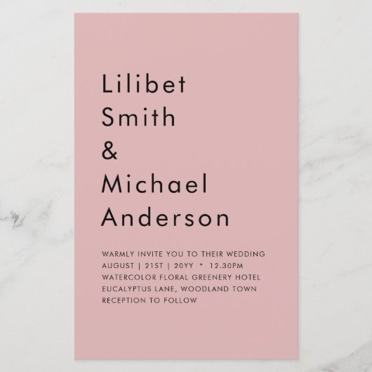 Dusty Rose Pink Wedding (Vorderseite)