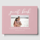 Dusty Rose Pink Wedding Couple Foto Gästebuch (Vorderseite)