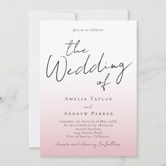 Dusty Rose Pink Wedding Einladung QR Code UAWG (Vorderseite)