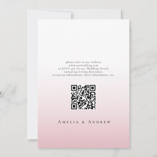 Dusty Rose Pink Wedding Einladung QR Code UAWG (Rückseite)