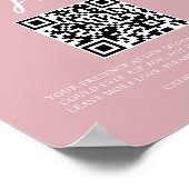 Dusty Rose Pink Wedding Honeymoon Fund QR Code Poster (Ecke)