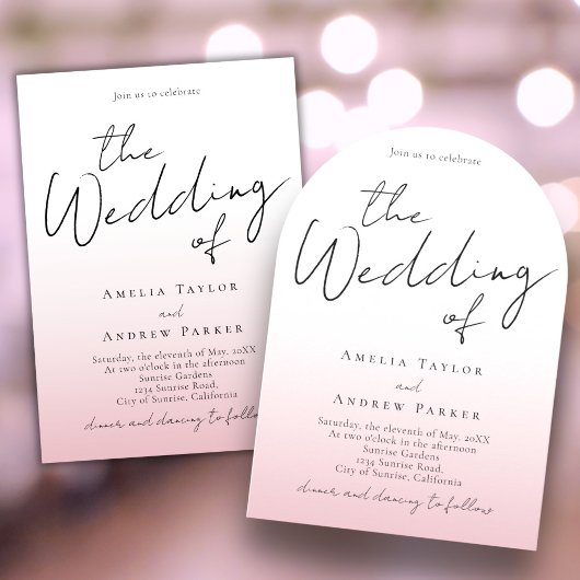 Dusty Rose Pink Wedding Invitation Foto QR Code Einladung