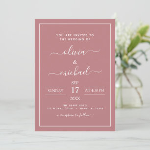 Dusty Rose Pink Wedding Moderne Typografie Invitat Einladung