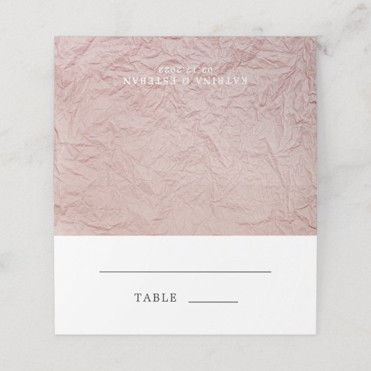Dusty Rose Pink Wedding Platzkarte (Außenseite Aufgefaltet)