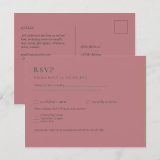 Dusty Rose Pink Wedding Postkarte