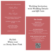 Dusty Rose Pink Wedding QR Code UAWG Einladung