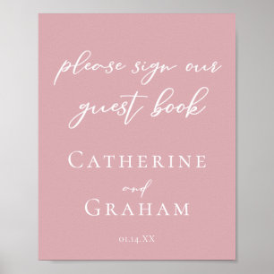 Dusty Rose Pink Wedding Sign Unser Gästebuchposter Poster