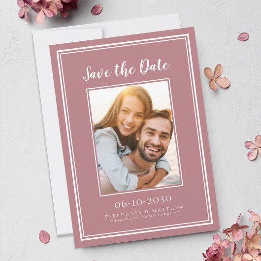 Dusty Rose Pink Wedding Verlobung Picture Save The Date