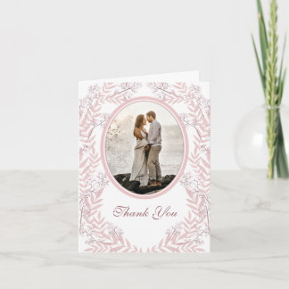 Dusty Rose Pink Wedding Vintag Botanisch Dankeskarte