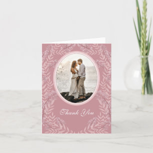 Dusty Rose Pink Wedding Vintag Botanisch Dankeskarte