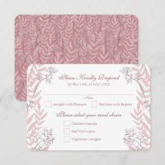 Dusty Rose Pink Wedding Vintag Botanisch Einladung