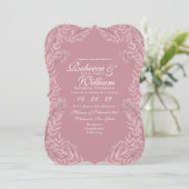 Dusty Rose Pink Wedding Vintag Botanisch Einladung (Stehend Vorderseite)
