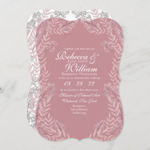 Dusty Rose Pink Wedding Vintag Botanisch Einladung