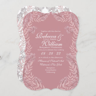 Dusty Rose Pink Wedding Vintag Botanisch Einladung