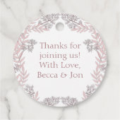 Dusty Rose Pink Wedding Vintag Botanisch Geschenkanhänger (Rückseite)