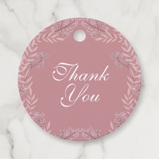 Dusty Rose Pink Wedding Vintag Botanisch Geschenkanhänger (Vorderseite)