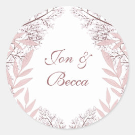 Dusty Rose Pink Wedding Vintag Botanisch Runder Aufkleber