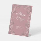 Dusty Rose Pink Wedding Vintag Botanisch Sockelschild (Vorderseite)