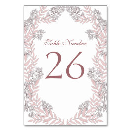 Dusty Rose Pink Wedding Vintag Botanisch Tischnummer