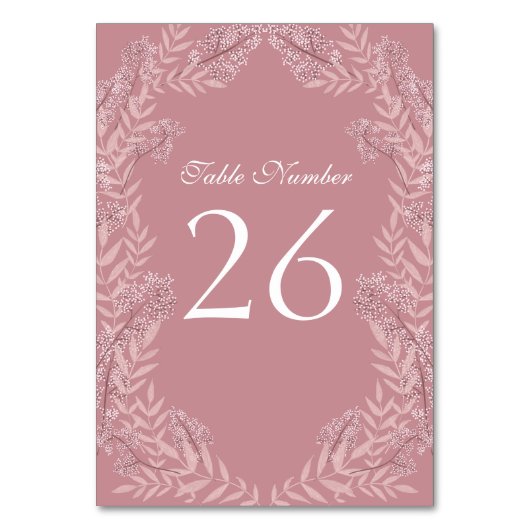 Dusty Rose Pink Wedding Vintag Botanisch Tischnummer (Rückseite)