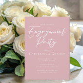 Dusty Rose Pink White Script Engagement Party Einladung