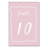 Dusty Rose Pink White Whimsy Scallop Border Tischnummer (Vorderseite)