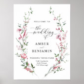 Dusty Rose Pink Wildblumen Hochzeitssymbol Poster (Vorne)