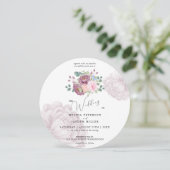 Dusty Rose Plum Peony Floral Wedding Einladung (Stehend Vorderseite)