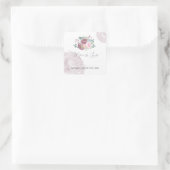 Dusty Rose Plum Peony Floral Wedding Quadratischer Aufkleber (Tasche)