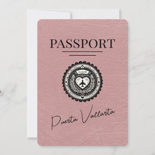 Dusty Rose Puerta Vallarta Reisepass Save the Date (Vorderseite)