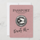 Dusty Rose Puerto Rico Passport Wedding Einladung (Rückseite)