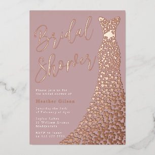 Dusty Rose Real Rose Gold Gown Brautparty Folieneinladung