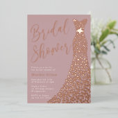 Dusty Rose Real Rose Gold Gown Brautparty Folieneinladung (Stehend vorne)