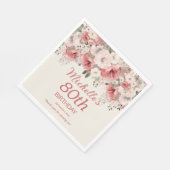 Dusty Rose Red Cream Watercolor Floral 80. Serviette (Ecke)