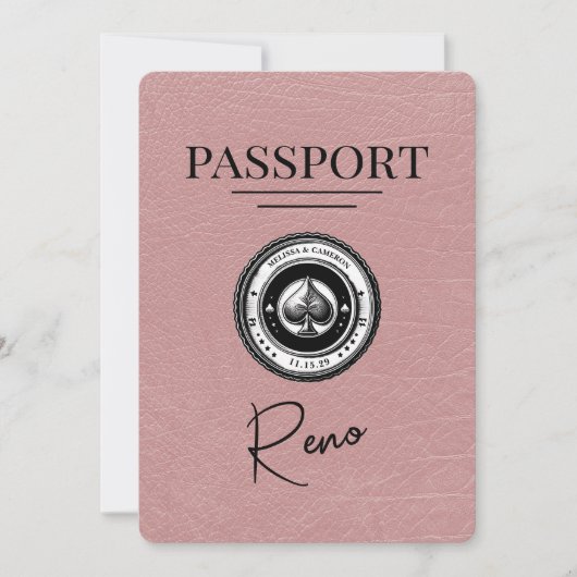 Dusty Rose Reno Passport Save the Date (Vorderseite)