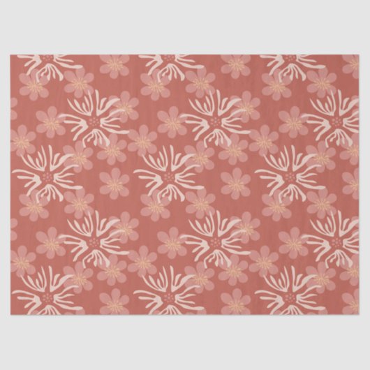Dusty Rose Retro Blume - Soft Botanical Pattern Seidenpapier (Vorderseite)