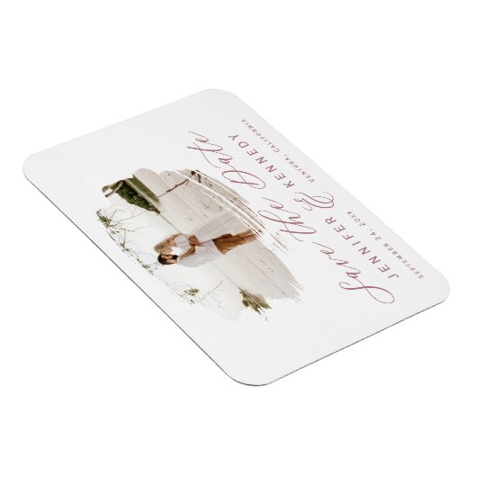 Dusty Rose Romantic Brushed Frame Save The Date Magnet (Rechte Seite)