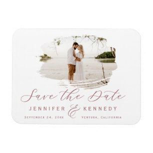 Dusty Rose Romantic Brushed Frame Save The Date Magnet