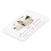 Dusty Rose Romantic Brushed Frame Save The Date Magnet (Linke Seite)