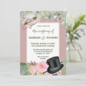 Dusty Rose Romantic Floral Wedding Einladung (Stehend Vorderseite)