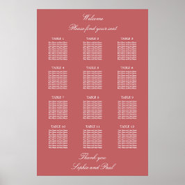 Dusty Rose Rosa 12 Tischplattentabelle Poster