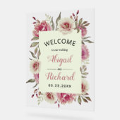 Dusty Rose rosa Aquarell Blume Hochzeitsempfang Acrylschild (Winkel)