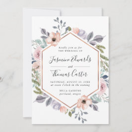 Dusty Rose Rosa Aquarellrahmen | Hochzeit Einladung