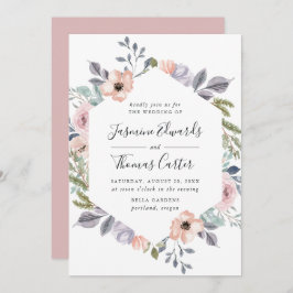 Dusty Rose Rosa Aquarellrahmen | Hochzeit Einladung