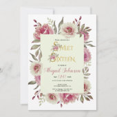 Dusty Rose rosa Blume 16 . Geburtstag Geburtstag Einladung (Vorderseite)