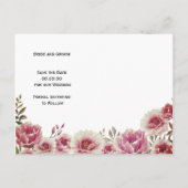 Dusty Rose rosa Blume Hochzeit Save the Date Ankündigungspostkarte (Rückseite)